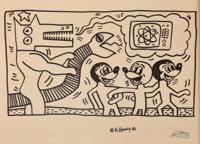 Large Keith Haring Drawing, Signed Foundation Stamp - Sold for $47,500 on 02-08-2020 (Lot 336).jpg